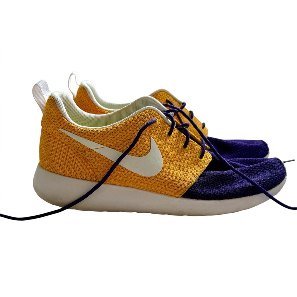 Purple and Yellow Nike Roshe Shoes